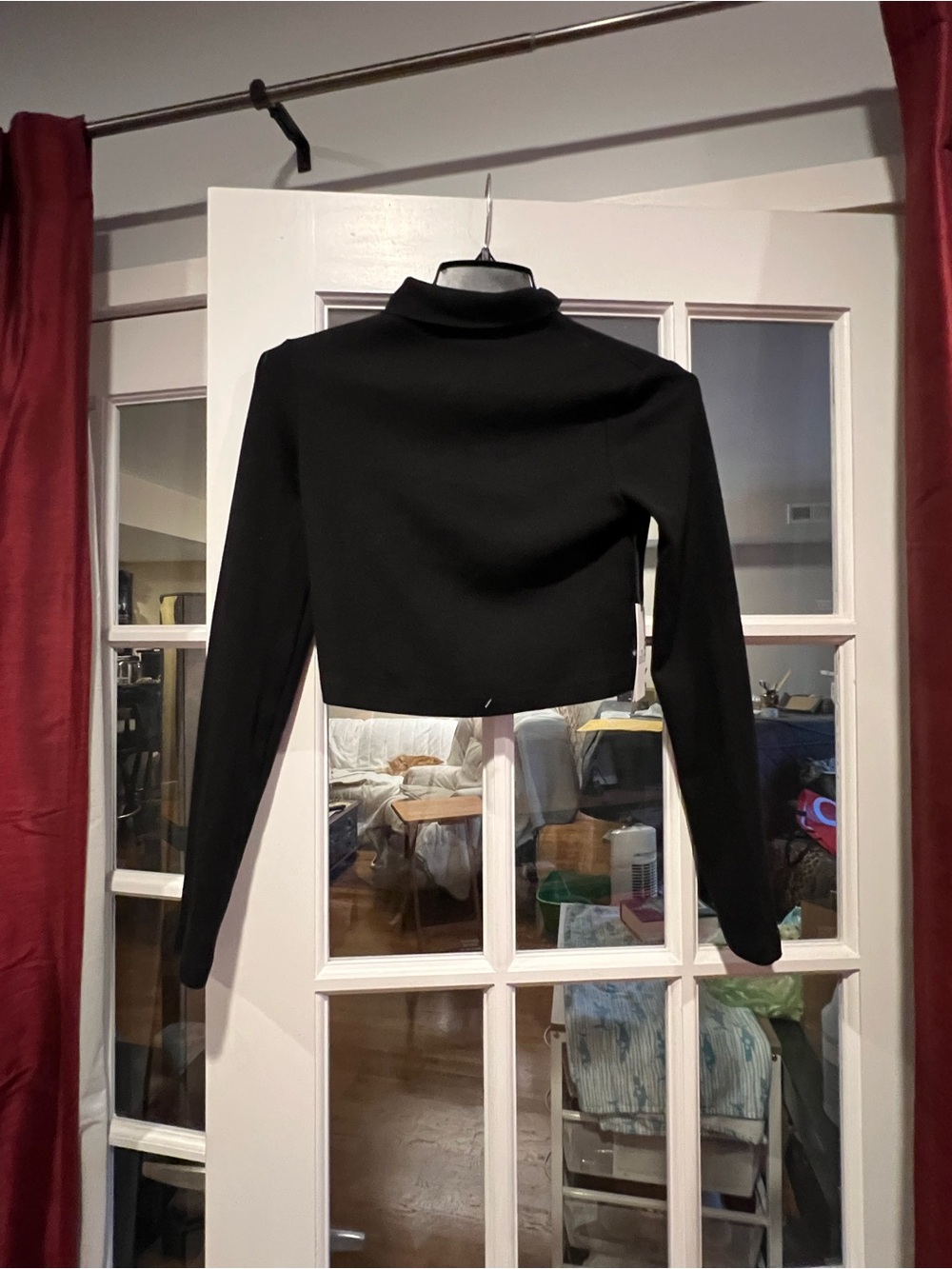 Ag Adriano Goldschmied Black Cropped Turtleneck Sweater